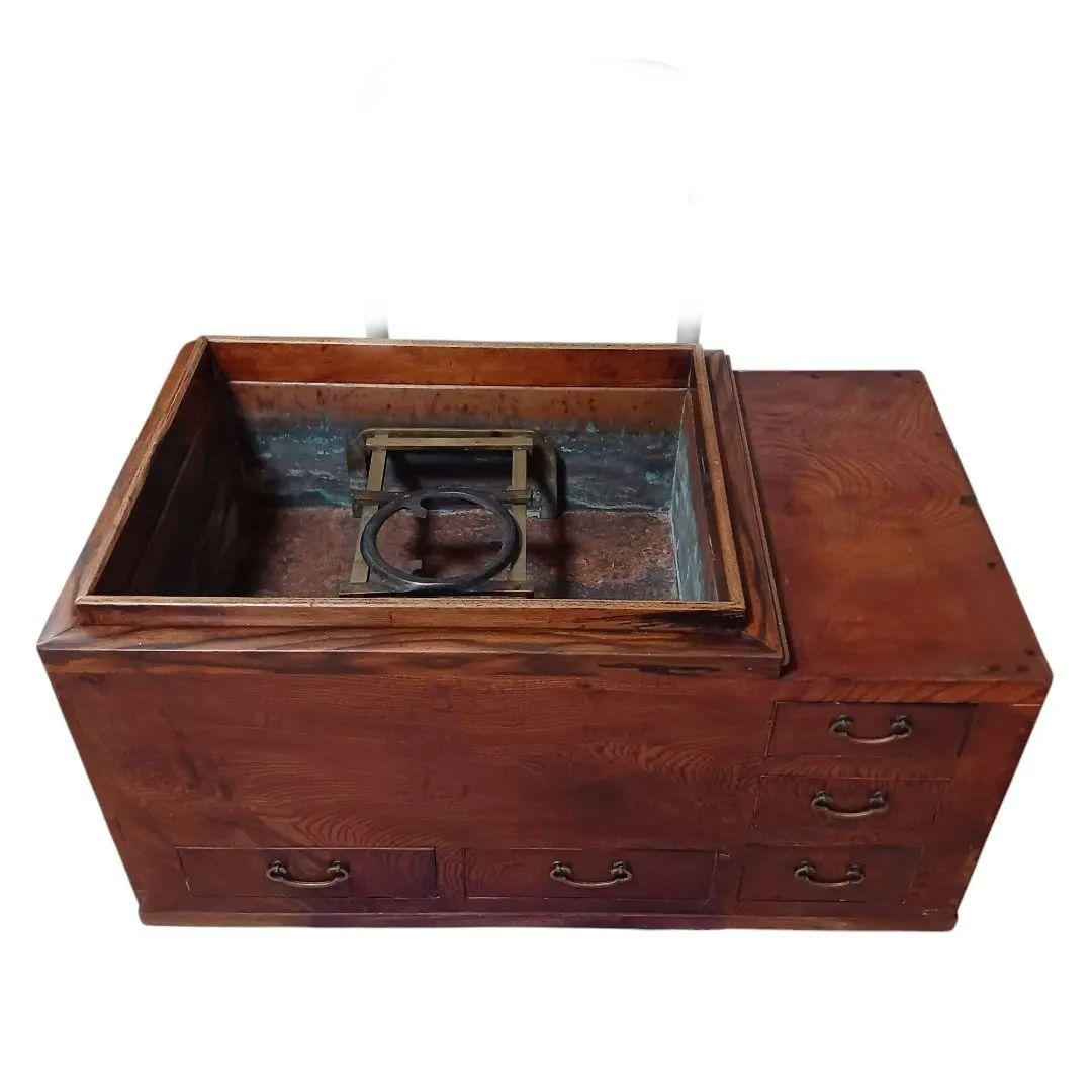 送料込み☆アンティーク【長火鉢/囲炉裏】木製 長火鉢 箱火鉢 小型 囲炉裏 木製 アンティーク - メルカリ