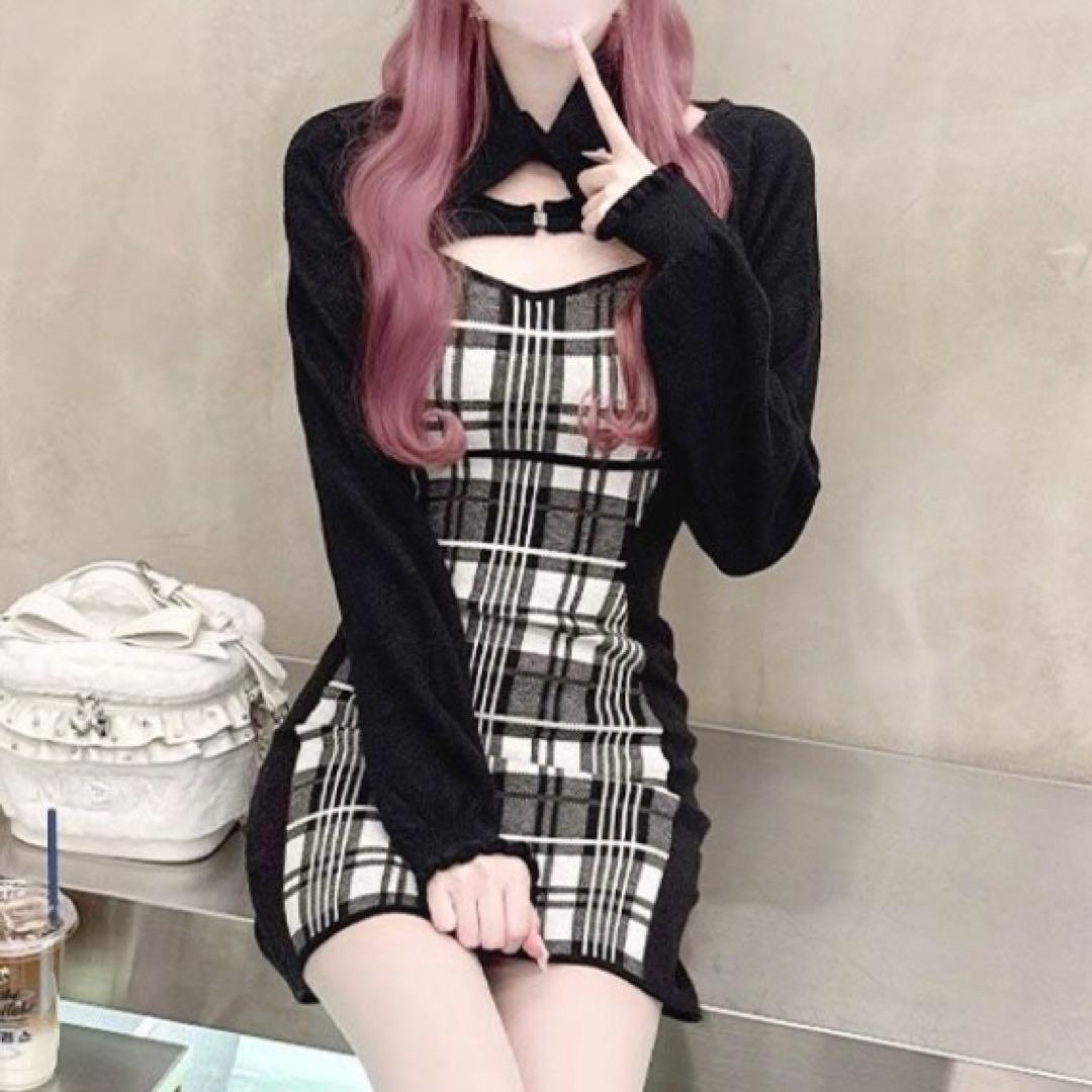 ミシェルマカロン ハニーミュウ チェックレイヤードアンサンブル