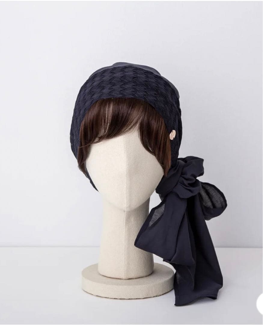 SCARF HAT KnitLace-Navy BAREN バレン ケアウィッグ SCARF HAT (M) / KnitLace-Navy – BAREN（バレン）