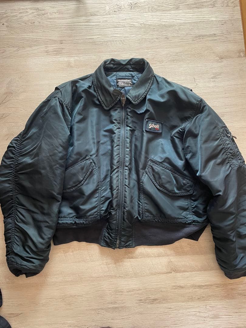 Schott ネイビー MA-1 フライトジャケット Schott N.Y.C（ショット） 古着 民間品 SCHOTT MA-1タイプ 中綿入り