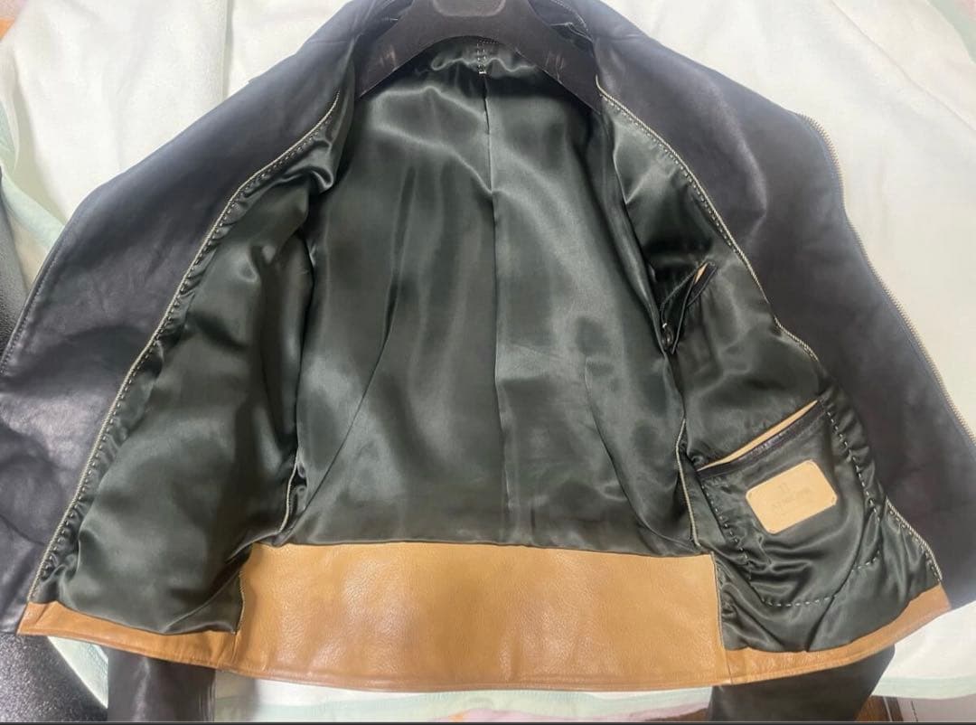 AJMONE アイモネ ホースレザー ダブルライダース ジャケット 46 黒