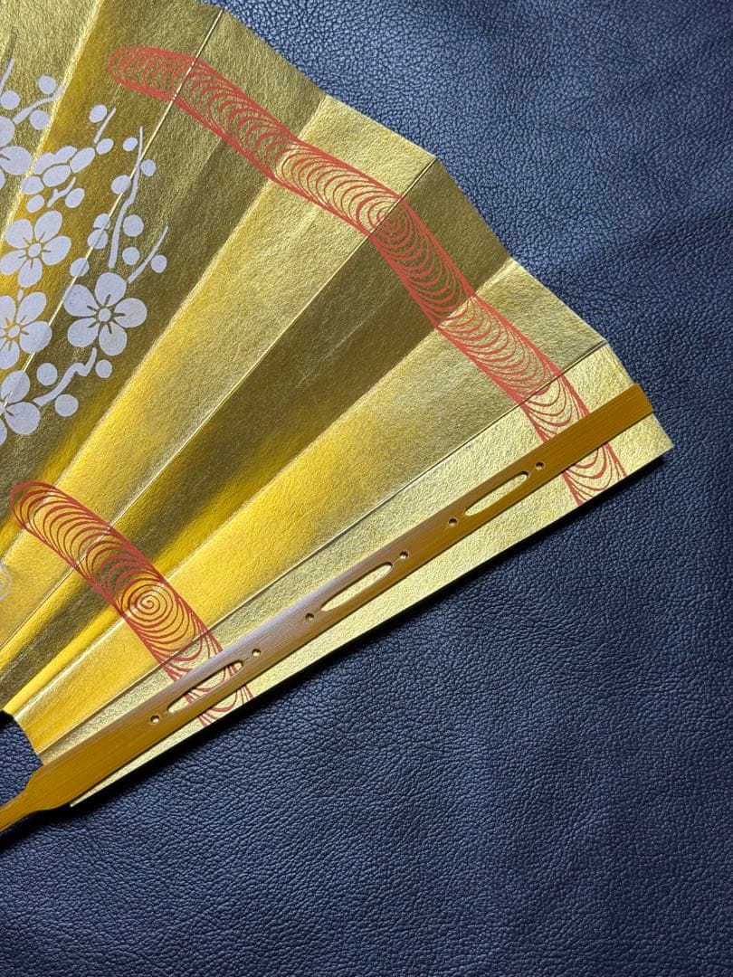 扇子　33.5cm 十松屋福井扇舗　金　観世水　紅白梅　仕舞扇　能楽　着物