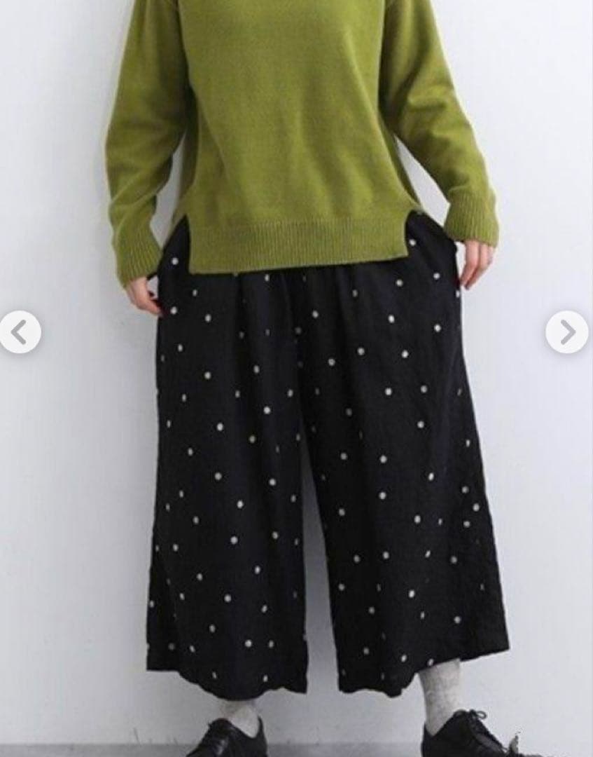 ICHI Antiquites イチアンティークスリネンドットイージーパンツ水玉 ICHI Antiquites (イチアンティークス) リネンドットイージーパンツ