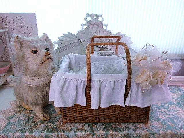 フランス アンティーク パニエ ☆ バスケット インナー付き