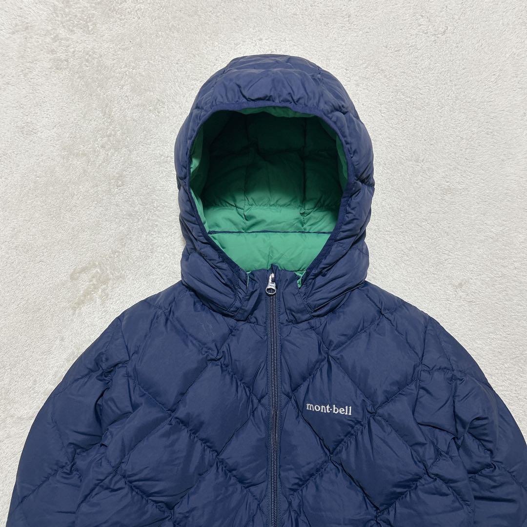 美品 mont-bell リバーシブル ダウンジャケット グリーン ネイビー