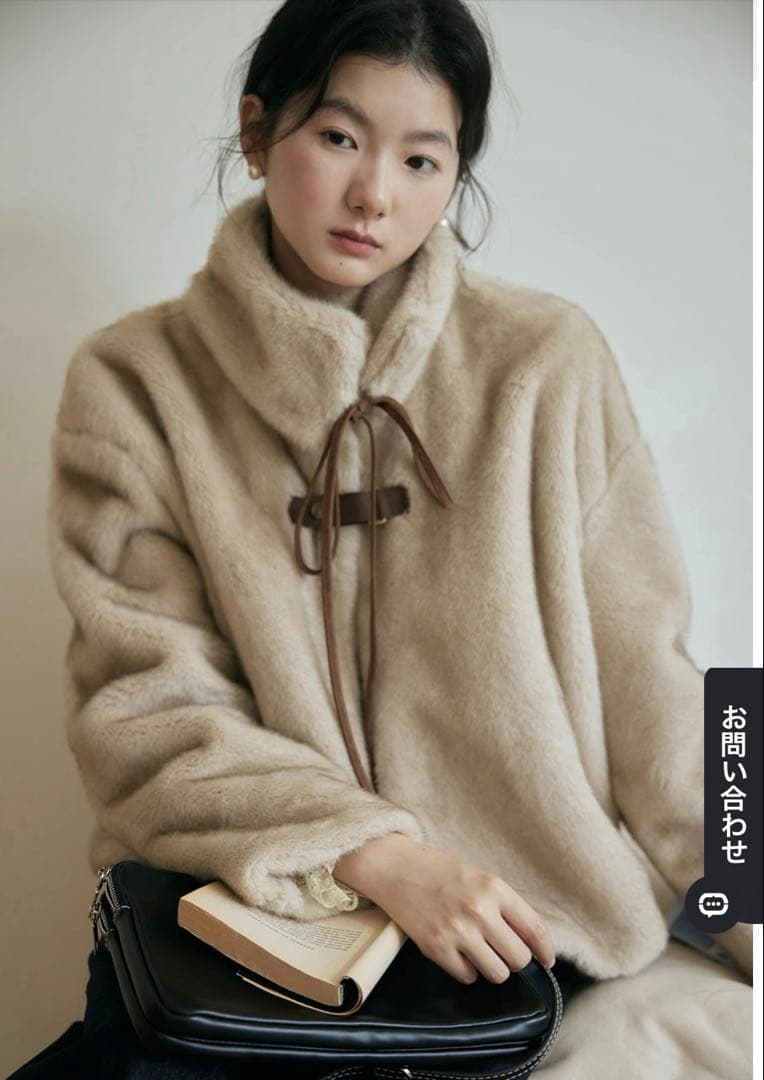 EGGKA ネクタイディテール付き豪華なフェイクファージャケット