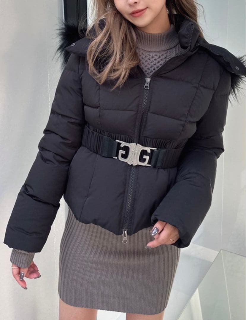 GYDA ベルト付きショートダウンコート ジェイダ GYDA GDベルト付きショートダウンコート （O.WHT