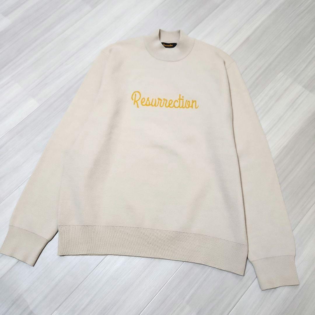 Resurrection☆ロゴジャガードモックネックニットメンズLベージュ×黄 MOCKNECK - Resurrection レザレクション オフィシャルサイト【公式通販】