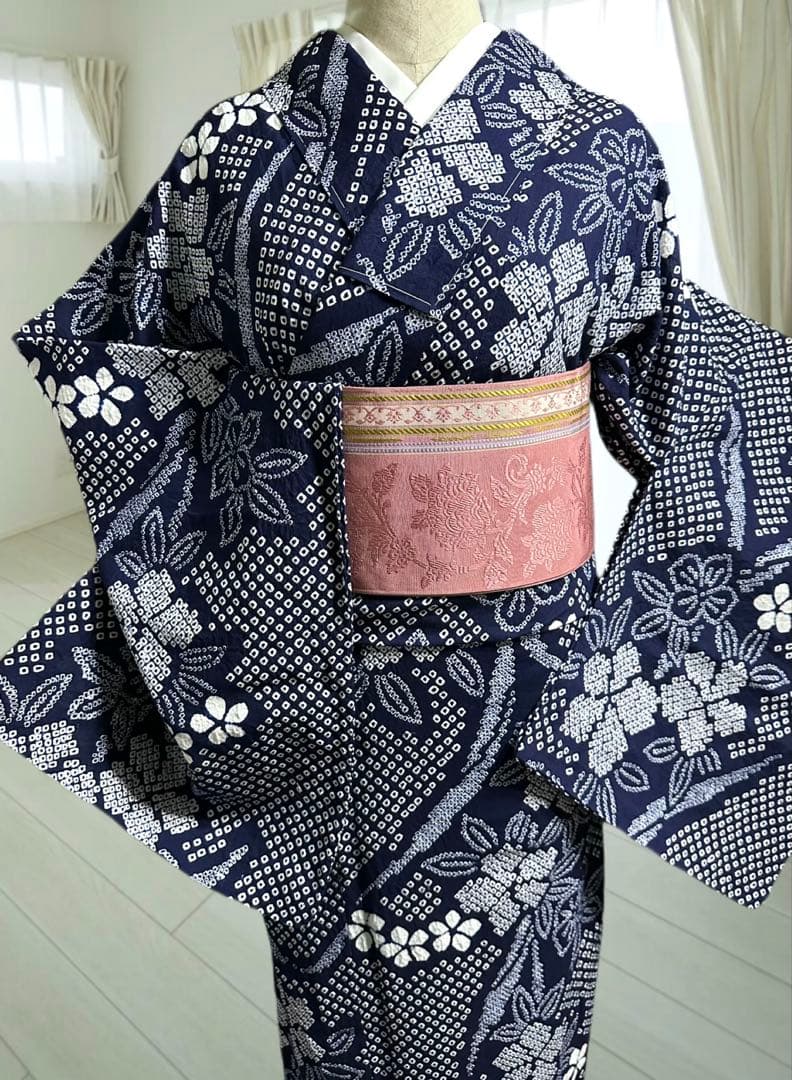 2点セット 希少サイズ‼️トールサイズ身幅大‼️新品美品　有松鳴海絞り浴衣 藍染に白