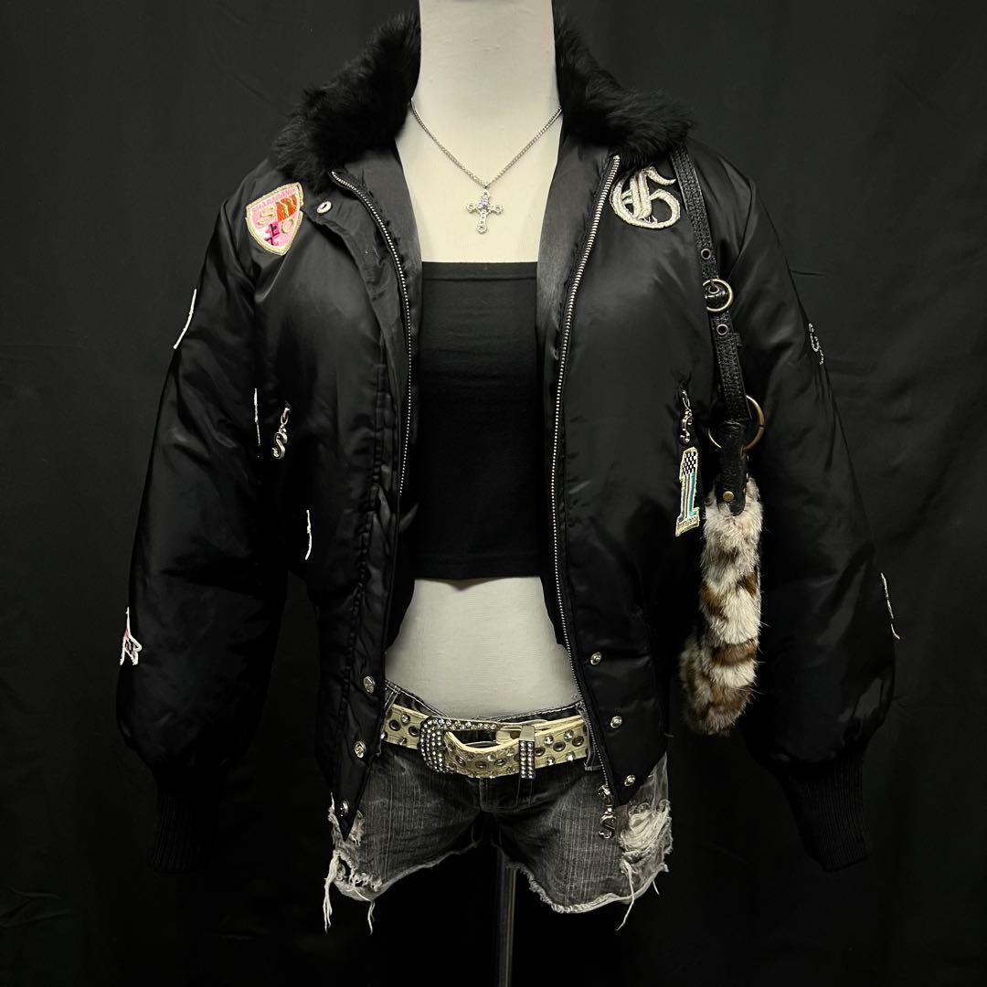 Y2K フライトジャケット ファー付き MA-1 グランジ パンク 平成 - Y2K