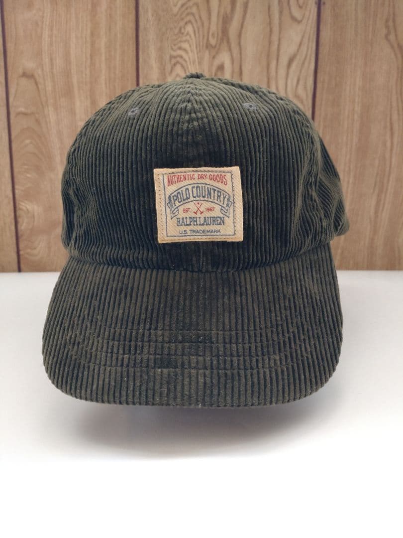 90s ポロカントリー コーデュロイ キャップ オリーブグリーン 美品