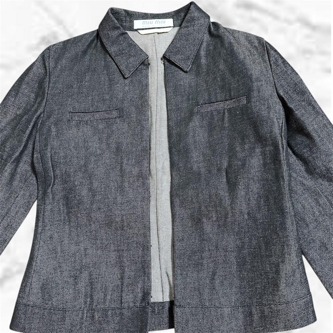 MIU MIU】 90sアーカイブダークデニムジャケット フック