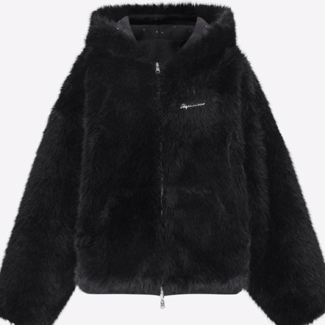 ANDWANG KIRAKIRA 2way fur zip up Black - メルカリ