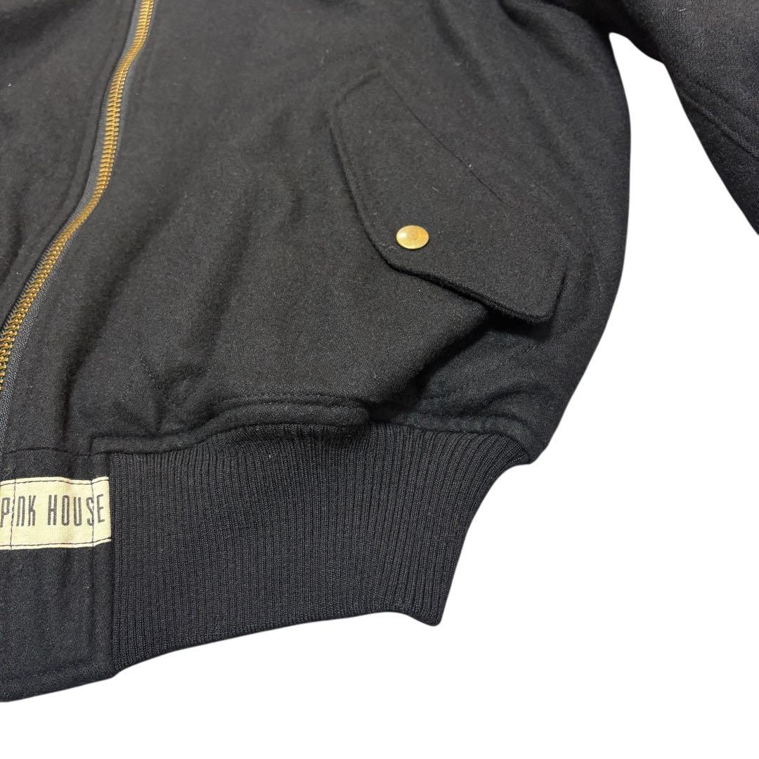 ピンクハウス バックロゴ MA-1風 ジャケット ウール混 ブラック