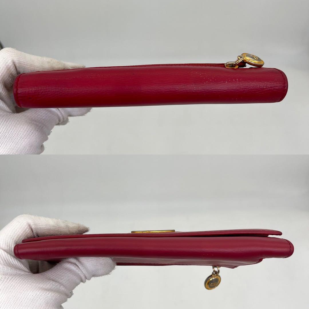 クリスチャンディオール 長財布 フラップウォレット CDロゴ金具 ピンク