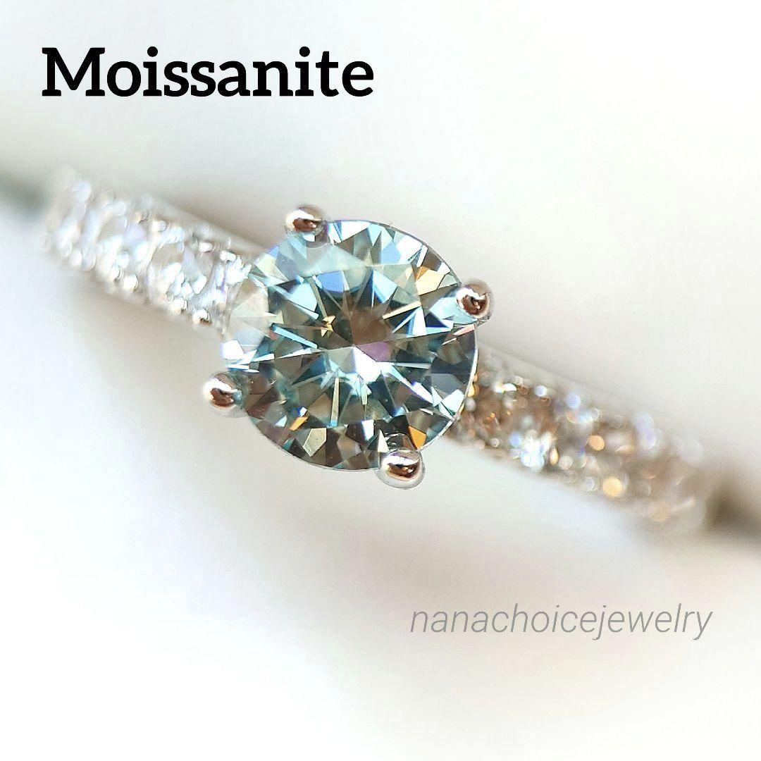 2514 最高級 モアサナイト リング グリーン ブルー ラウンド パヴェ