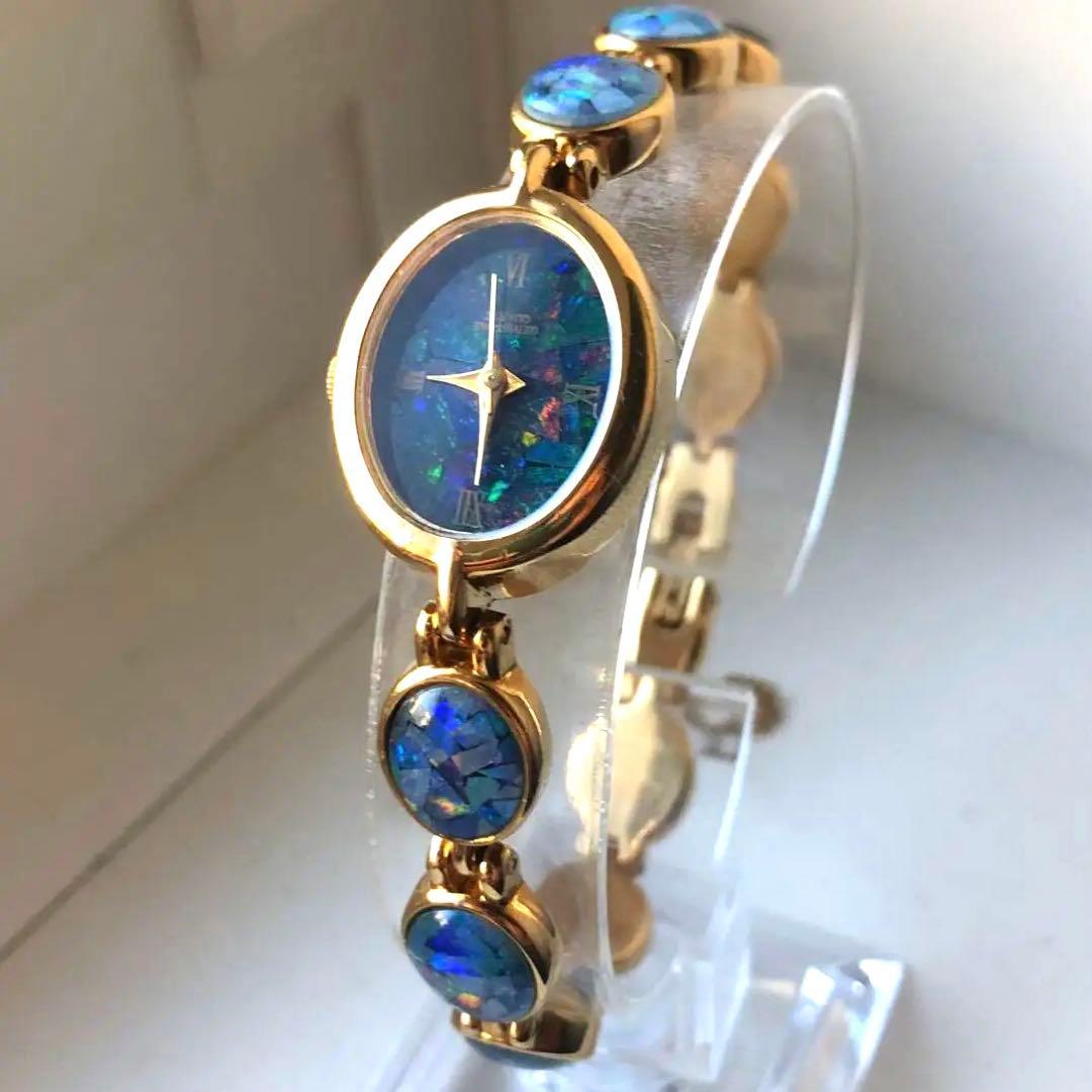 ブレスレットウォッチ　ゴールド オパール風デザイン 時計　稼働品 楽天市場】モントレス 腕時計 手表 メンズ レディース 天然石 オパール