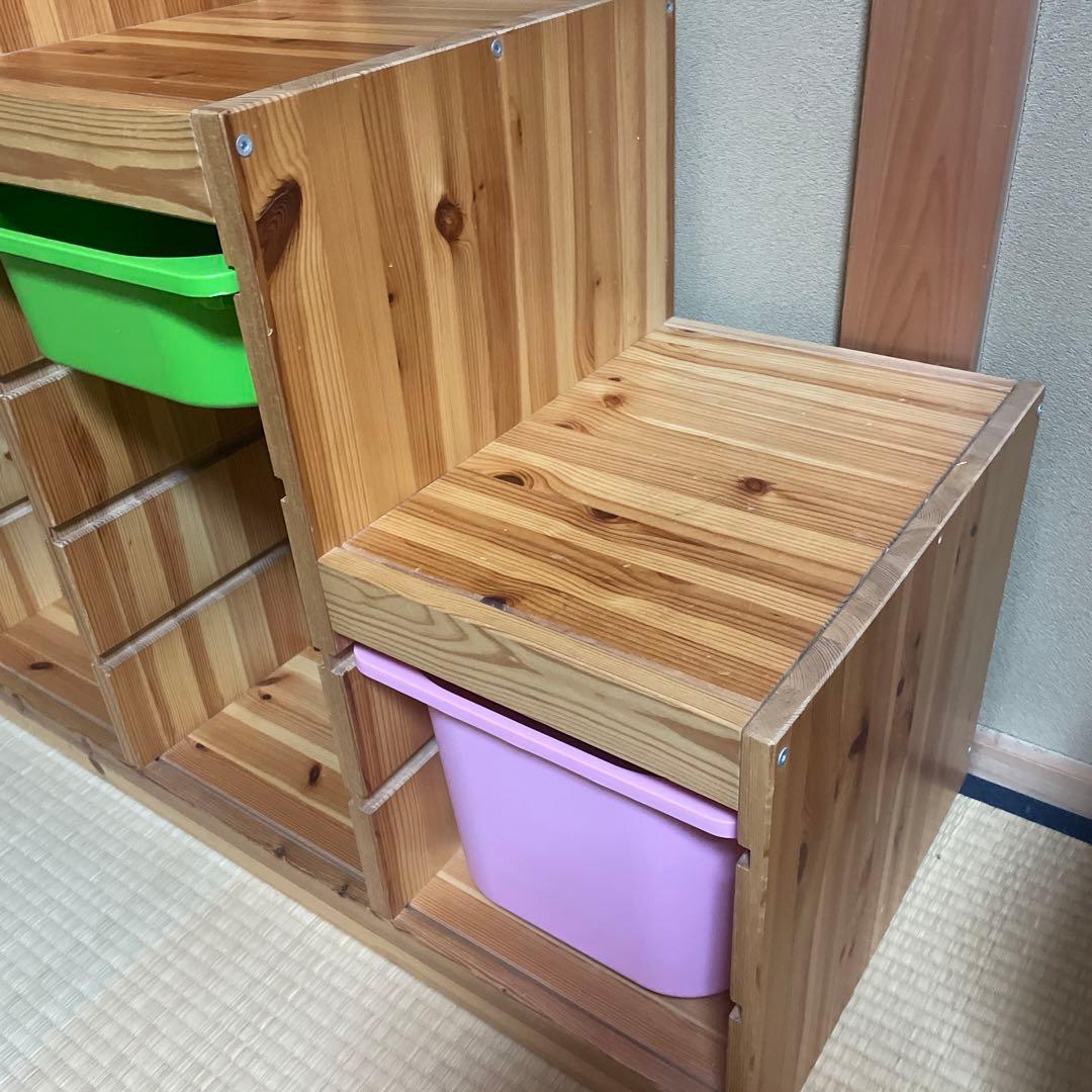 送料込】IKEA イケア おもちゃ収納棚トロファスト 木製階段 収納ケース