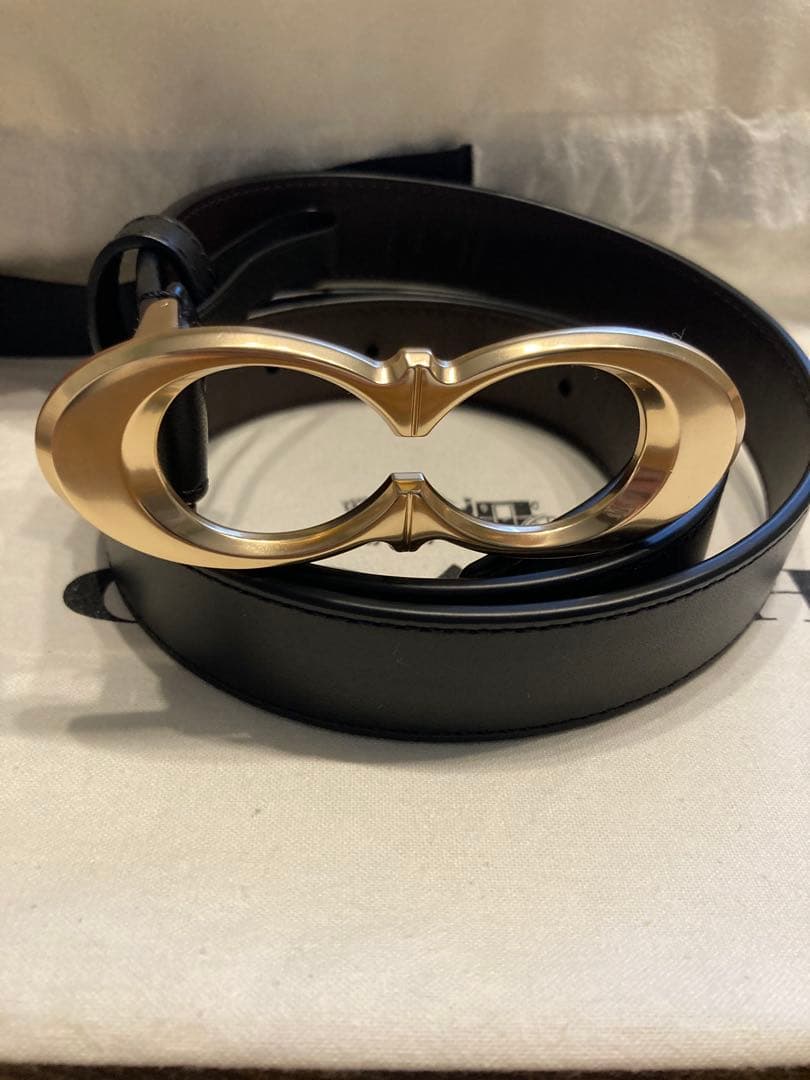 COACH ブラックレザーベルト COACH】コーチ カーフレザー シグネチャー バックル ベルト ブラック M