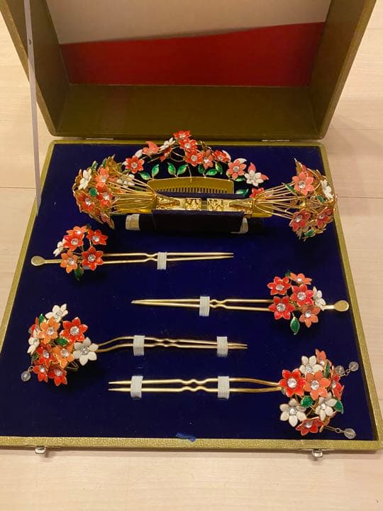 花嫁かんざし　着物用かんざし　外箱付き 簪セット かんざし 角隠し 綿帽子 白無垢 花魁 舞妓 中古 リサイクル