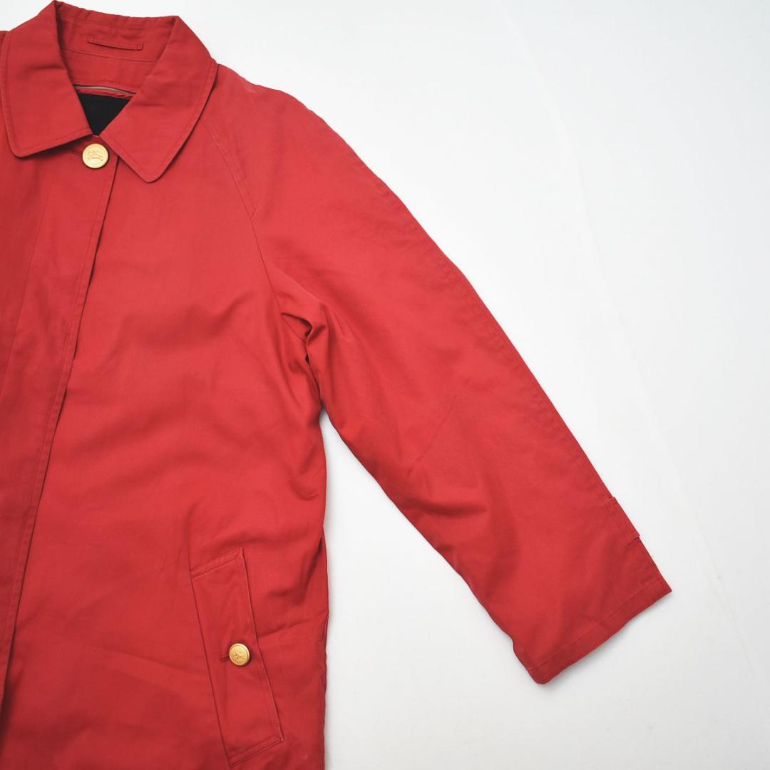 ノバチェック柄】 90s バーバリー ライナー付き ステンカラーコート 赤