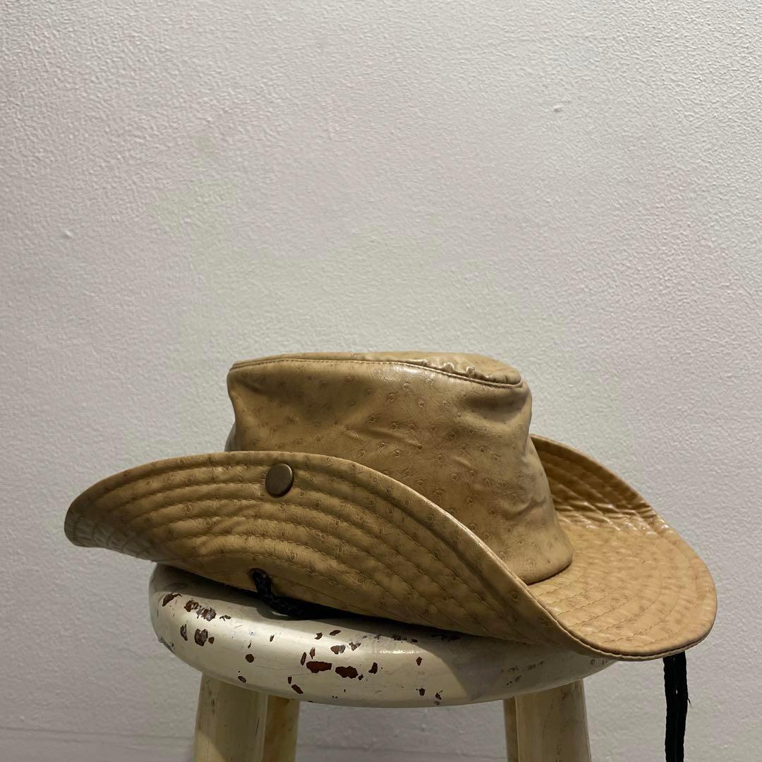 ヨーロッパ ヴィンテージ ハット キャップ 型押し フェイク