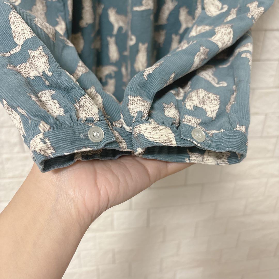 シャワーパーティ×リバティ 長袖シャツ 猫 ネコ MEOW ミャオウ