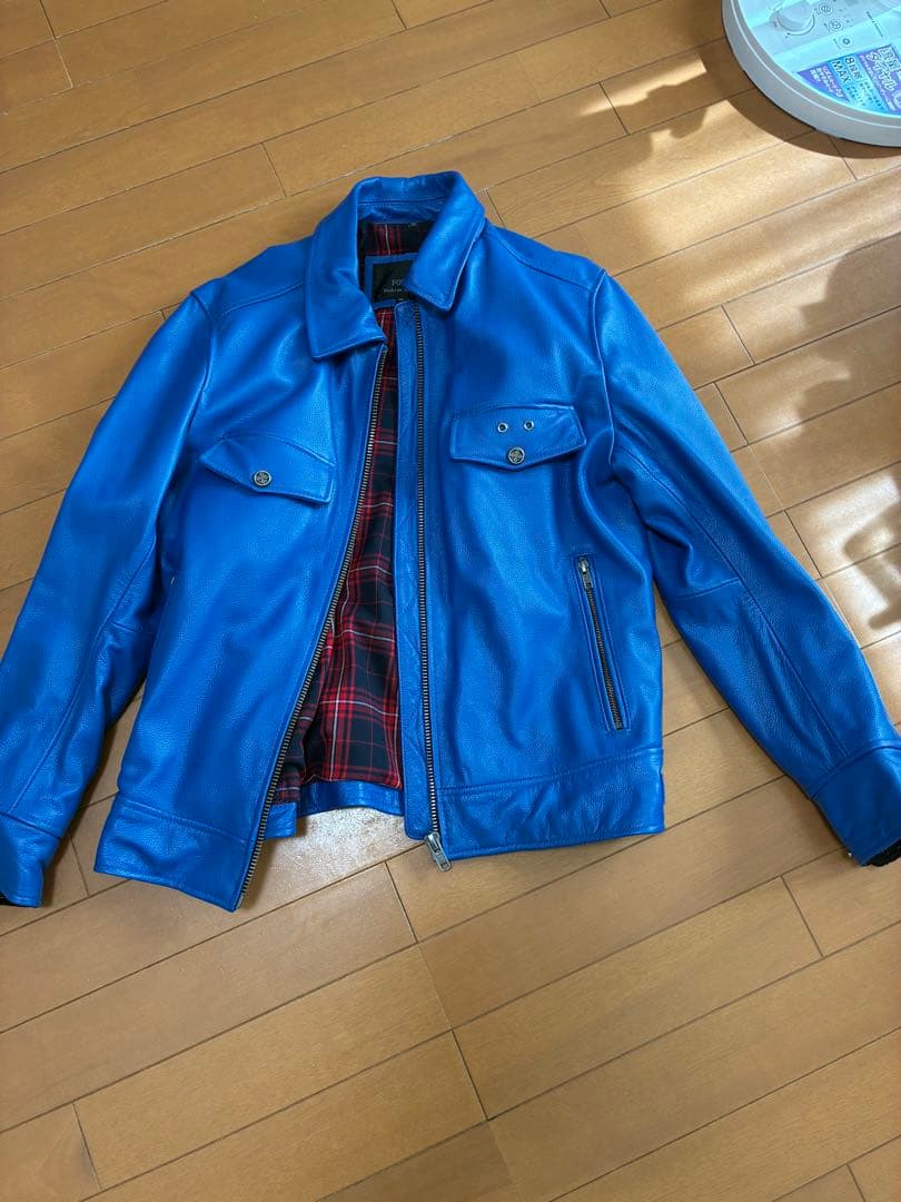 青 レザージャケット シングルライダース AVIREX（アヴィレックス） 革ジャン ライダース 「WEB＆DEPOT限定