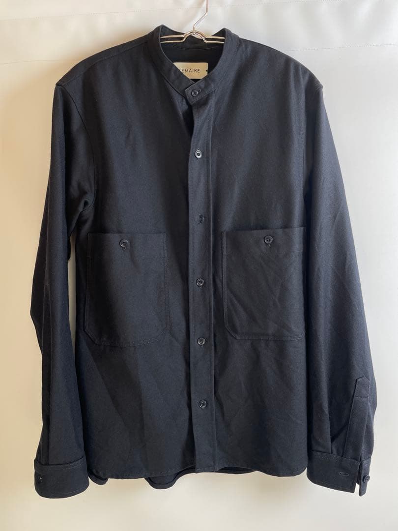 LEMAIRE ルメール ウール ノーカラーシャツ ネイビー 44 - メルカリ