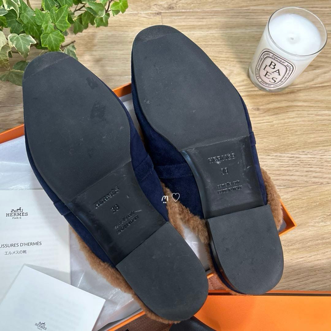 HERMES エルメス ミュール オズ 38 ケリーバックル ボア 今季シューズ