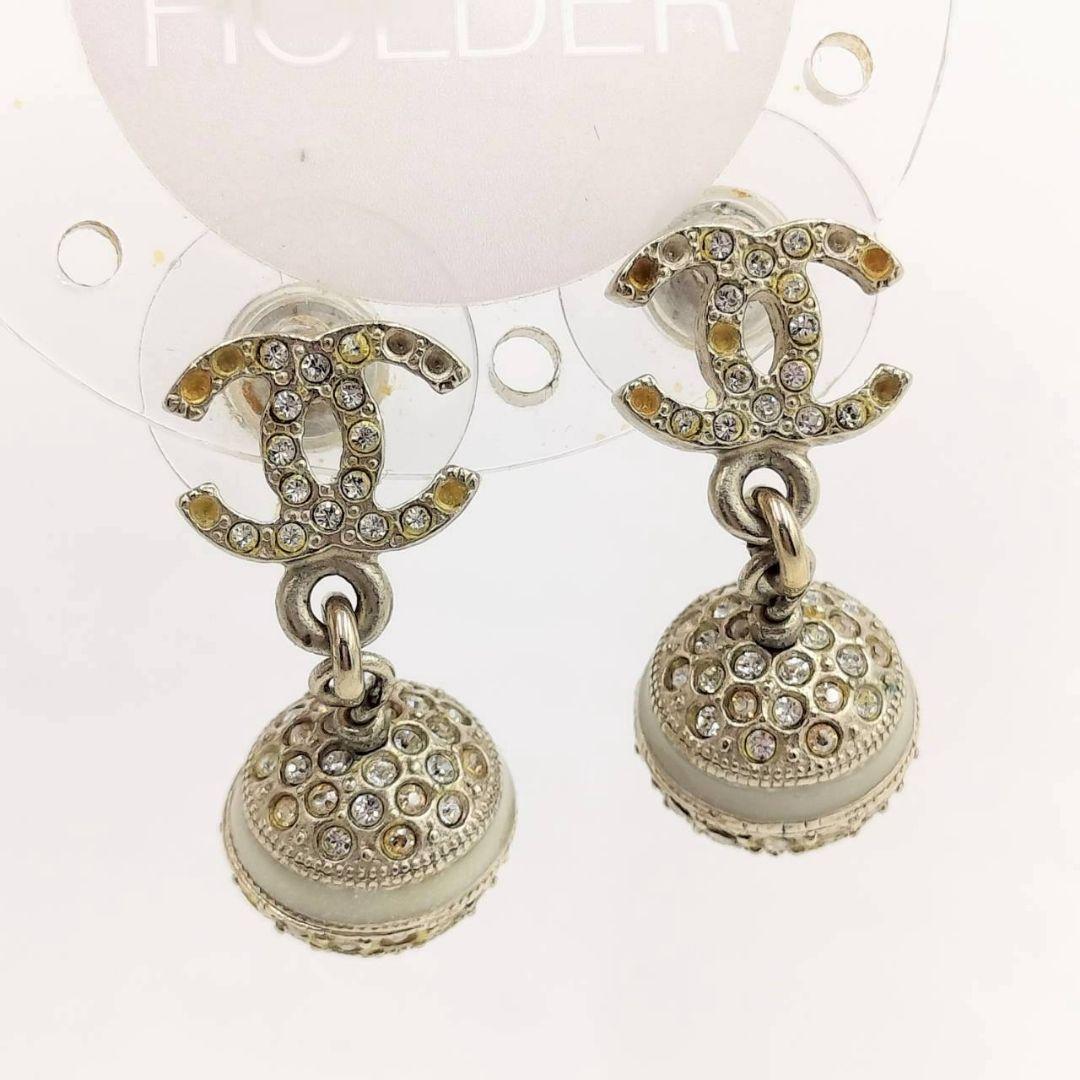 1241 CHANEL ピアス シルバー ミラーボール ストーン ココマーク 1241 CHANEL CHANEL ココシャネルミラーボール風 ピアス ピアス