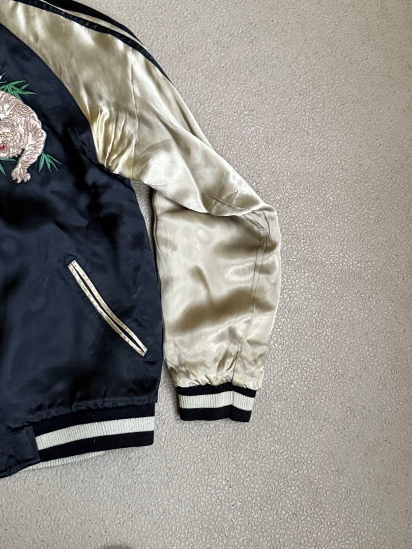 花旅楽団 スカジャン レーヨン100% リバーシブル 白虎 Mサイズ