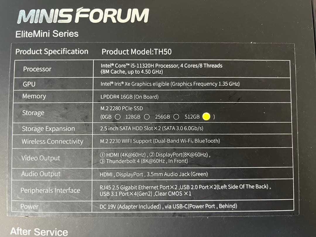 その他 MINISFORUM TH-50 i5 11320H 16G SSD512G MINISFORUM、「Core i5-11320H」を搭載した小型PC「TH50」 - 価格.com