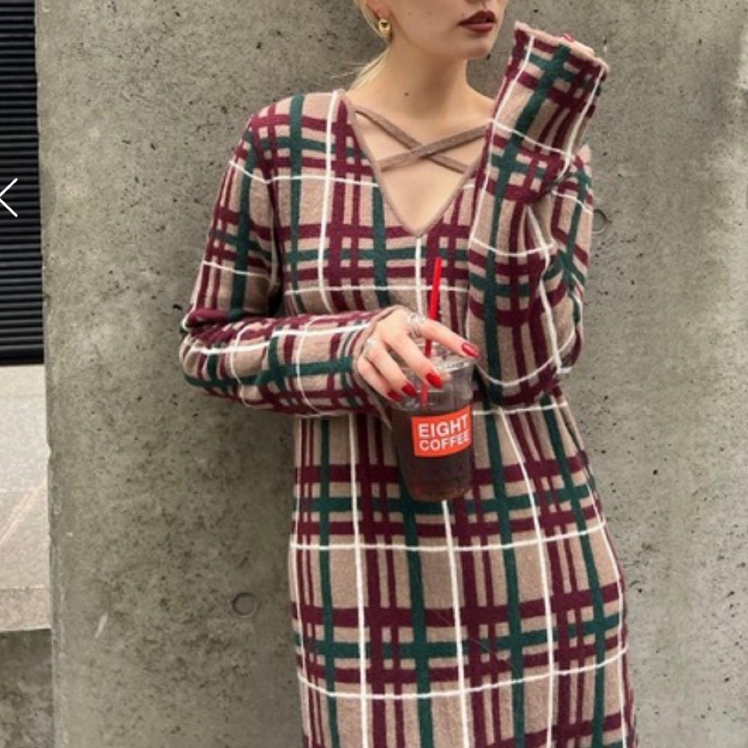 2025 アメリ2WAY HANDWRITING CHECK KNIT DRES - メルカリ