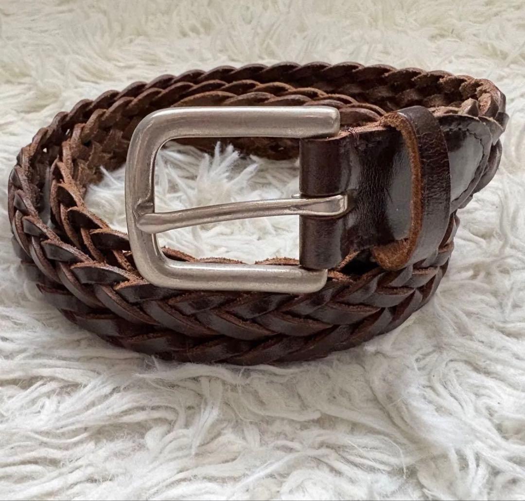 ホワイトハウスコックス レザー 編み込みベルト ブラウン 廃盤　シルバー金具 Whitehouse Cox（ホワイトハウスコックス）＞ひっそり新作レザー
