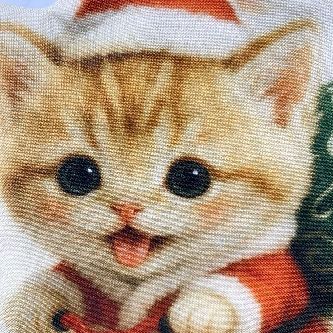 ハンドメイド フラットポーチ マスコットポーチ 猫ちゃん パネル生地