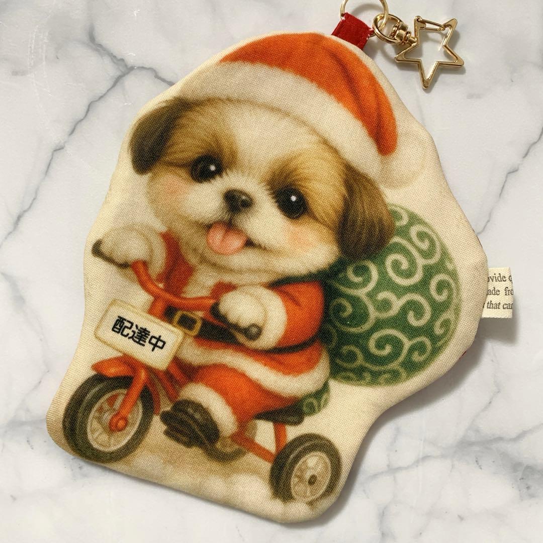 ハンドメイド フラットポーチ マスコットポーチ 猫ちゃん パネル生地