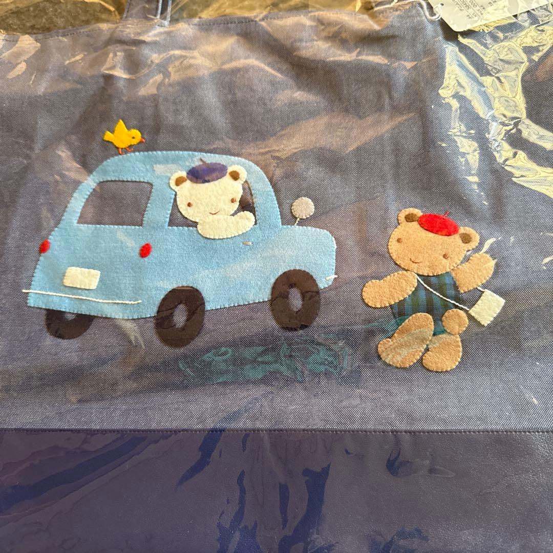 クマと車の刺繍トートバッグ ディズニー くまのプーさん キャンパスさがら刺繍トートバッグ Disney
