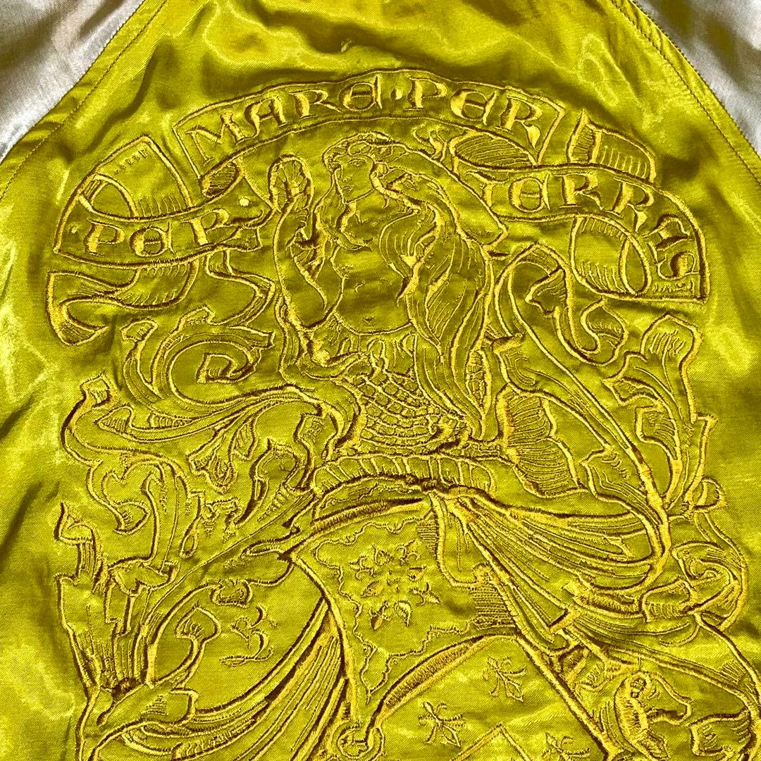 448 HOUSTONスカジャン リバーシブル仕様 蛇×ドクロ×観音 緑×黄 - メルカリ