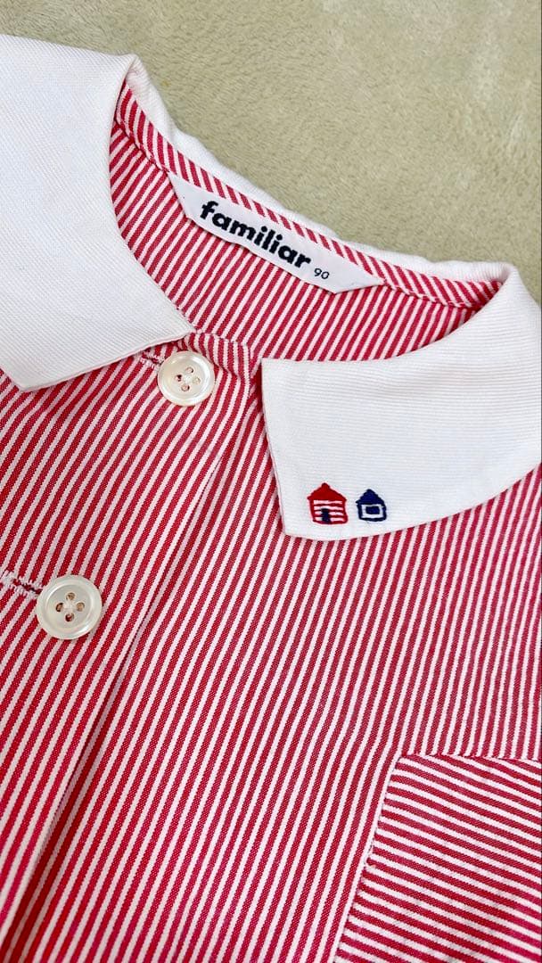 ファミリア ストライプ ワンピース 90 familiar 半袖ワンピース - メルカリ