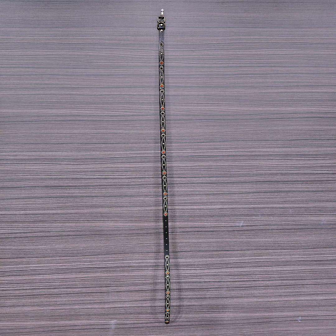 クロス橙□本革レザーフルスタッズナローベルト☆ヴィンテージアメカジ