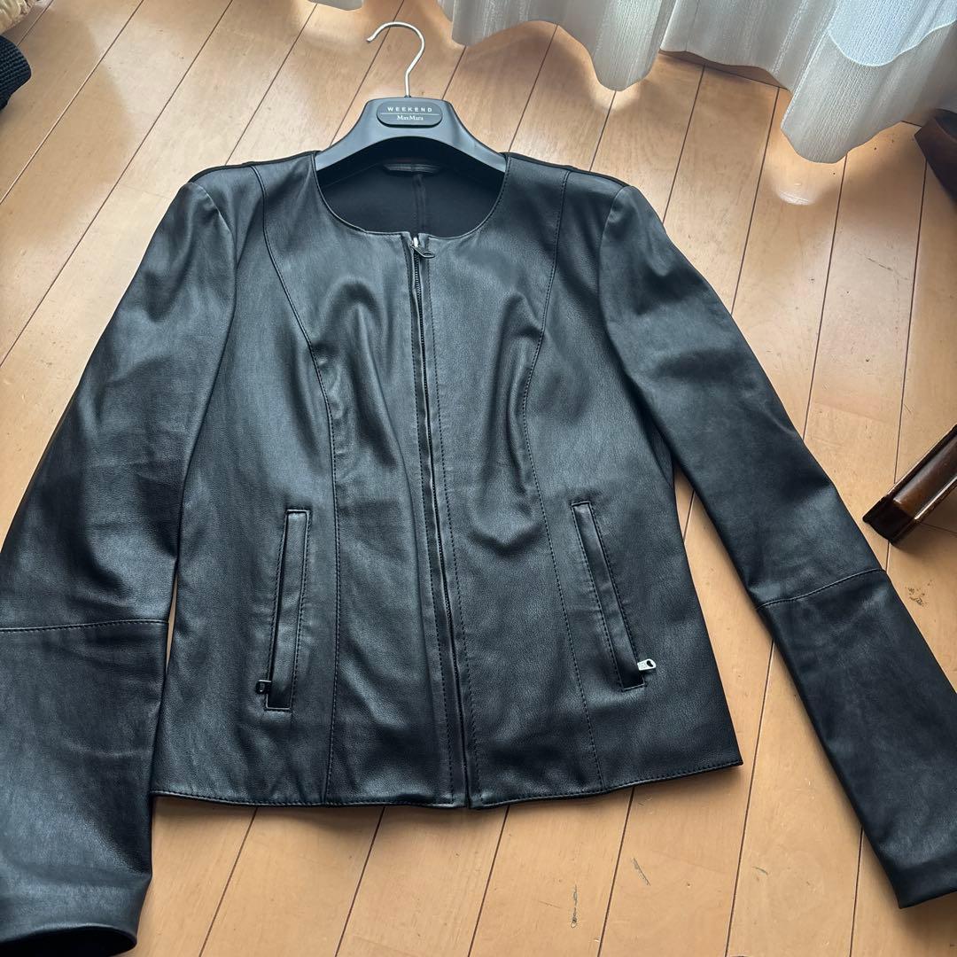 MaxMara Weekend 黒レザージャケット Long Nappa leather bomber jacket, black | Weekend Max Mara