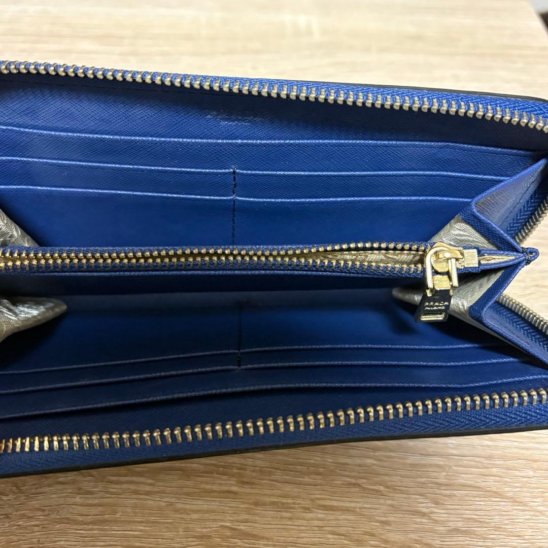 PRADA サフィアーノレザー 長財布 ブルー - メルカリ