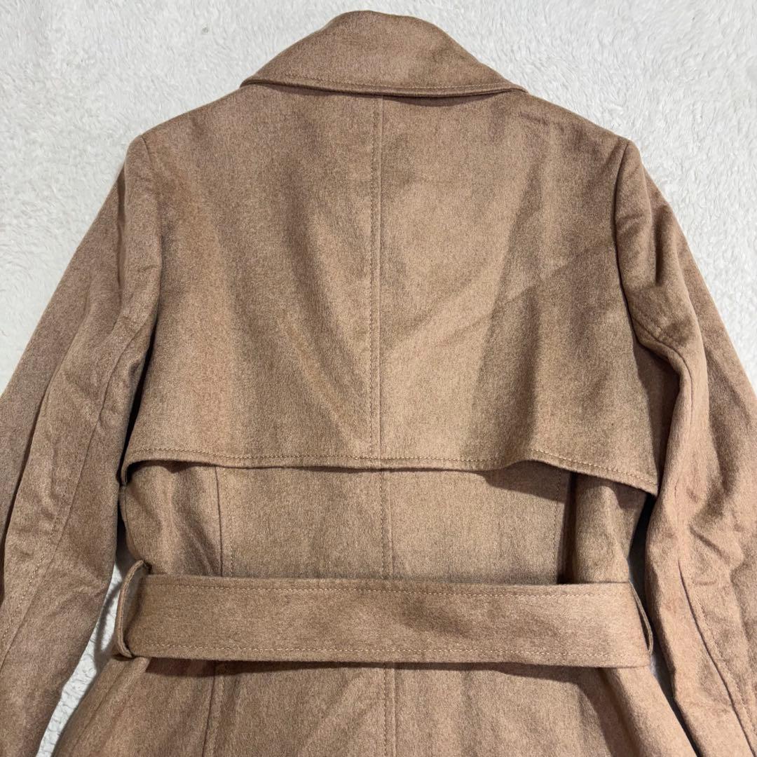 極美品 セオリー カシミヤ100% 絹 ベルテッドコート ダブルトレンチコート