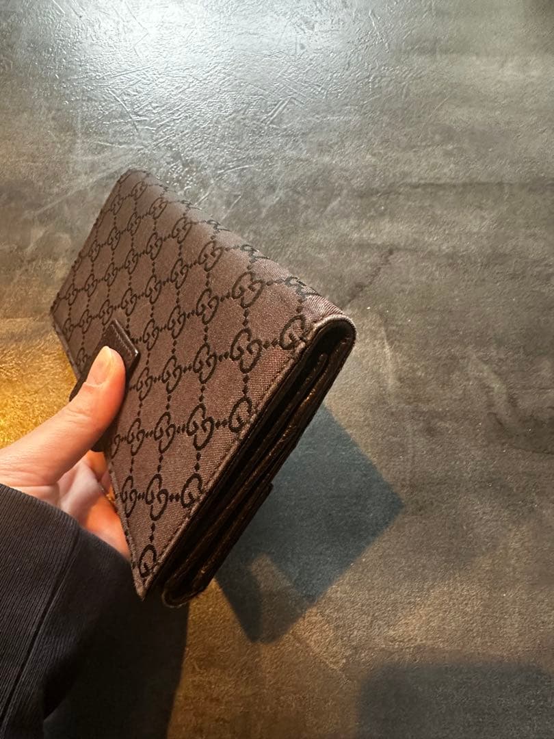 GUCCI ブラウン GGパターン 長財布 - メルカリ