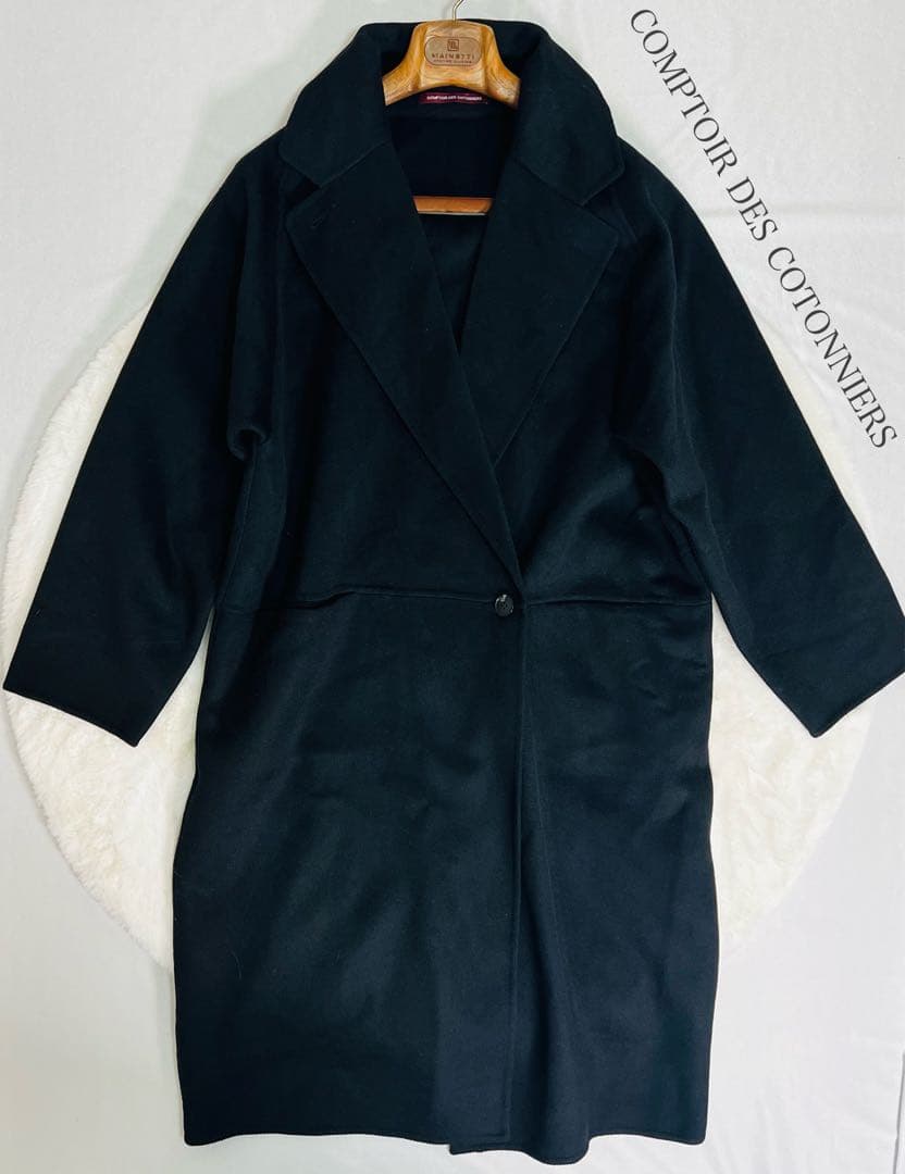 【美品】コントワー・デ・コトニエ ロングチェスターコート カシミヤ混 コントワーデコトニエ カシミア混 チェスターコート オレンジ 7 S