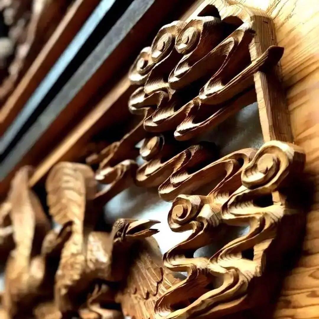 井波彫 特殊彫り 欄間】千羽鶴 木彫り 彫刻 - メルカリ