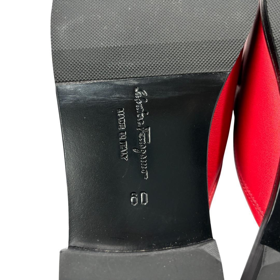 新品級 フェラガモ ガンチーニ ミュール 赤 6D 23.5cm レディース
