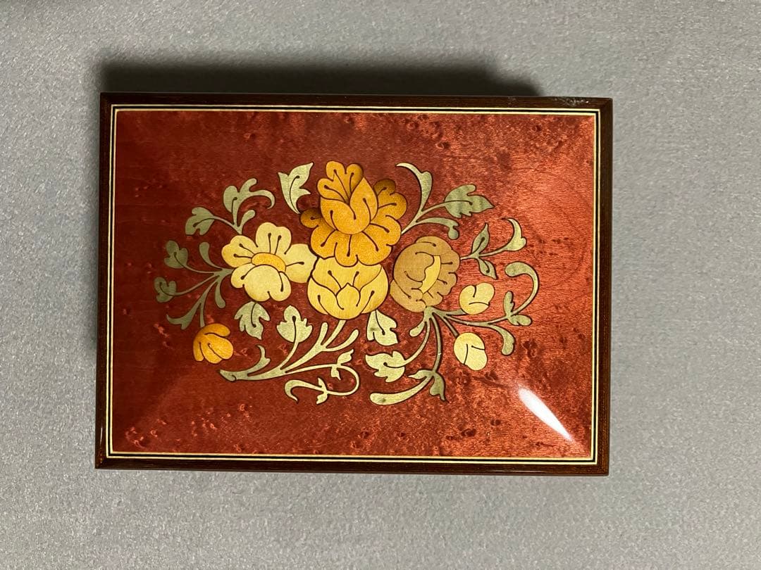 イタリア 象嵌細工 ジュエリーボックス オルゴール付き フラワー