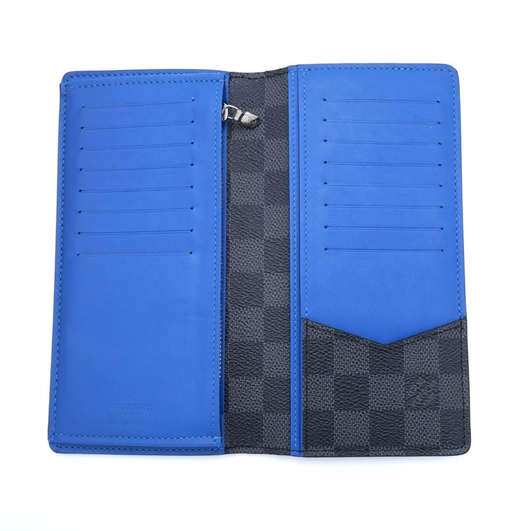 ルイヴィトン ダミエ グラフィット ブラザ ブルー 長財布 グレー 二